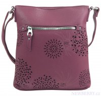 Crossbody dámská kabelka v květovaném designu pastelově fialová 5432-BB
