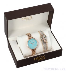 SKYLINE dámská dárková sada růžovo-zlaté hodinky s náramkem R2010