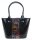 Luxusní dámská kabelka černý lak s barevnými kvítky S504 GROSSO