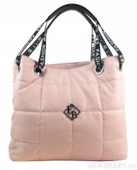 Velká dámská kabelka přes rameno v prošívaném designu růžová