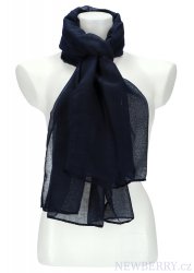 Dámský letní jednobarevný šátek 181x76 cm tmavě modrá