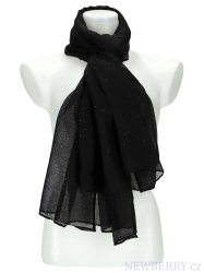 Dámský letní šátek jednobarevný 183x77 cm černá