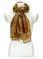 Dámský letní barevný šátek s motýlky 174x69 cm žlutá