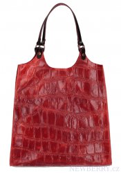 Kožená velká dámská kabelka Ginevra červená