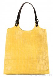 Kožená velká dámská kabelka Ginevra žlutá