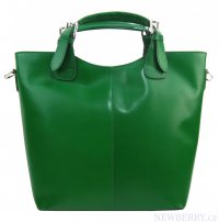 Velká kožená dámská shopper kabelka zelená
