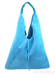 Kožená velká dámská kabelka Alma světle modrá