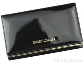Gregorio černá lakovaná dámská kožená peněženka v dárkové krabičce