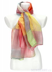 Letní dámský barevný šátek 184x70 cm korálová