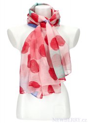Letní dámský barevný šátek s puntíky 180x72 cm růžová