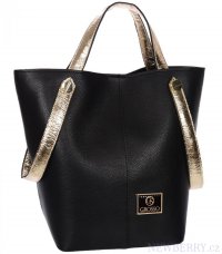 Černo-zlatá shopper dámská kabelka S683 GROSSO